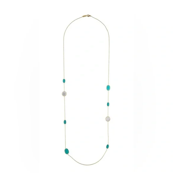 Ippolita 18k YG Mother of Pearl & Amazonite Necklace- 12 grams - Picture 3 of 6